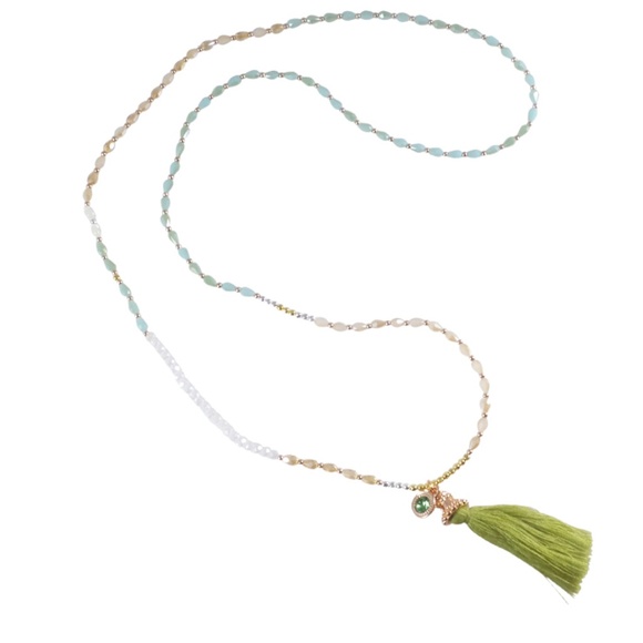 Stretch Tassel Beaded Necklace/Bracelet - Green - Picture 4 of 8